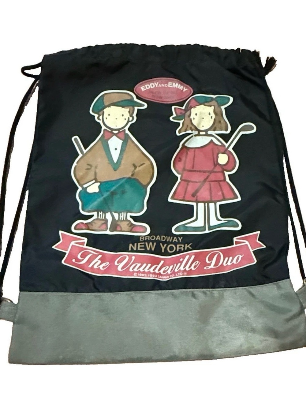 Vintage Sanrio "The Vaudeville Duo" Drawstring Bag Eddy Emmy Black